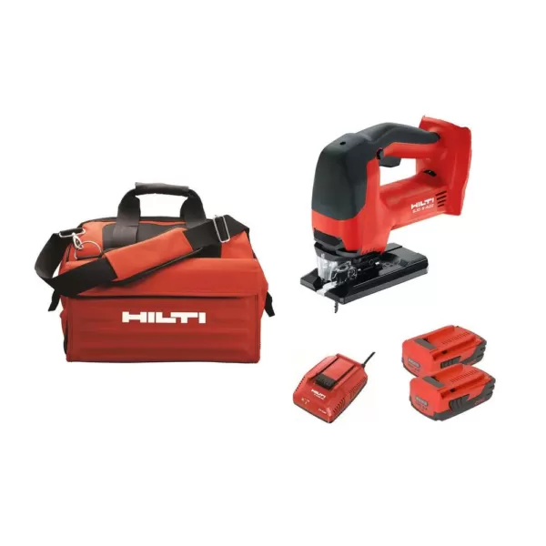 Hilti 22-Volt SJD 6-A Keyless Cordless Variable Speed Orbital Jig Saw Kit with (2) 2.6 Amp Li-Ion Batteries, Charger and Bag