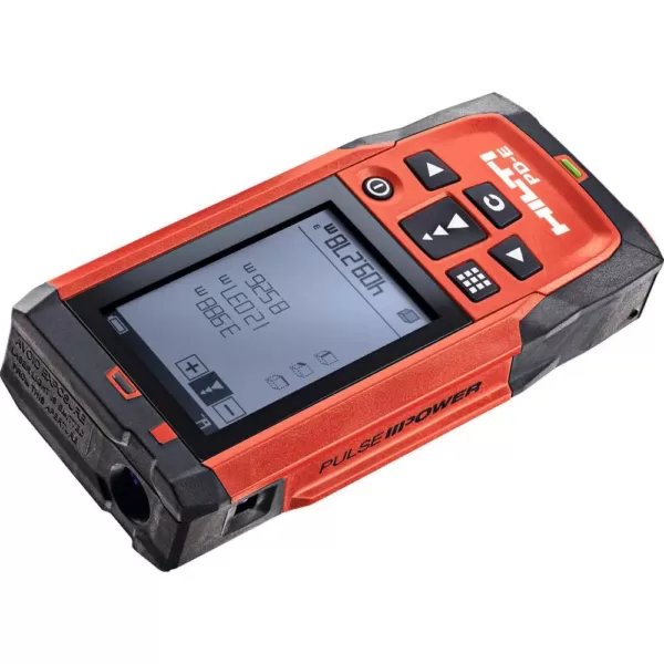 Hilti 656 ft. PD-E Laser Range Meter with (2) AAA Batteries, Hand Strap and Pouch