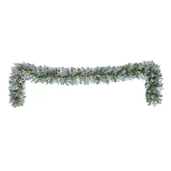 Home Accents Holiday 9 ft Starry Light Battery Operated Flocked Frasier Fir LED Pre-Lit Garland with Timer