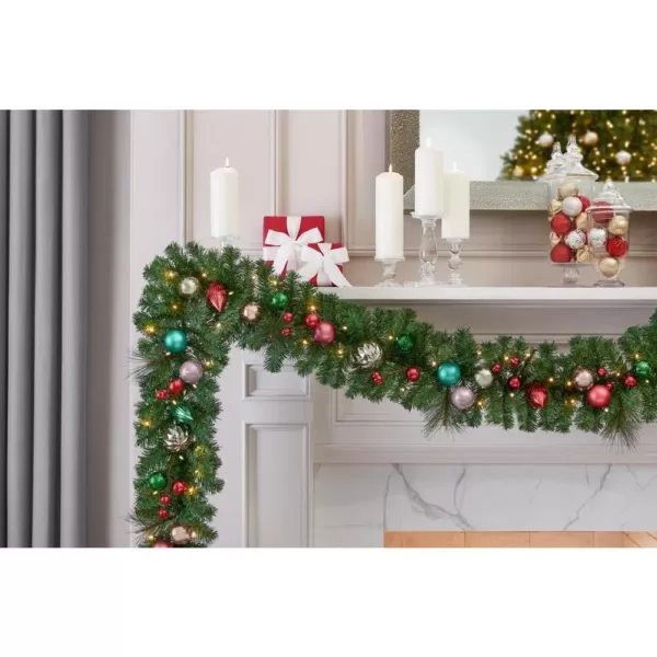 Home Accents Holiday 9 ft. Fantasleigh Battery Operated Pre-Lit LED Artificial Christmas Garland