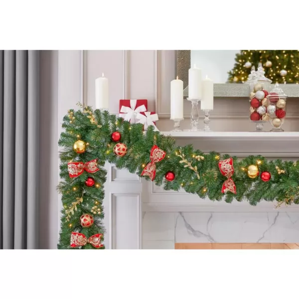 Home Accents Holiday 12 ft. Royal Easton Battery Operated Pre-Lit LED Artificial Christmas Garland