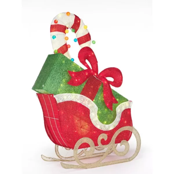 Home Accents Holiday 61 in Cool White 120-Light LED Sleigh with Presents