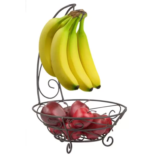 Home Basics Bronze Fruit Basket with Banana Tree