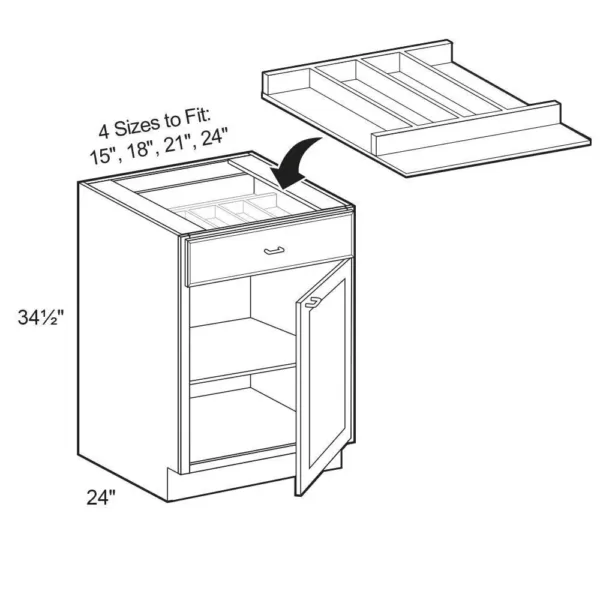 Home Decorators Collection 19x3x19 in. Utensil Tray Divider for 24 in. Shallow Drawer in Natural Maple