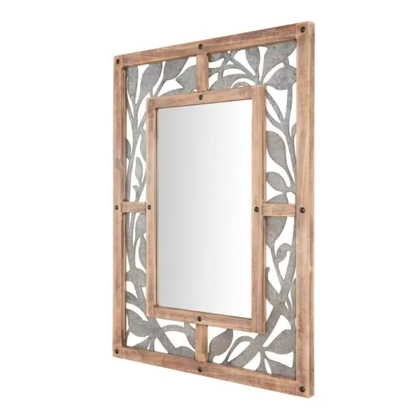 Home Decorators Collection Medium Rectangle Wood & Metal Antiqued Farmhouse Accent Mirror (39 in. H x 29 in. W)