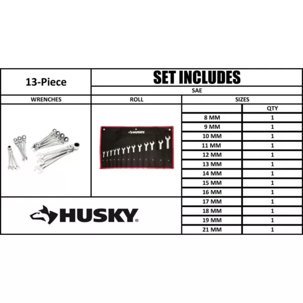 Husky Master Metric Flex Head Ratcheting Wrench Set (13-Piece)