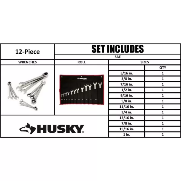 Husky Master SAE Reversible Ratcheting Wrench Set (12-Piece)