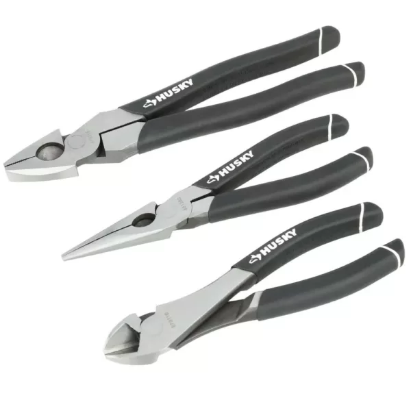 Husky High-Leverage Long Nose Pliers Set (3-Piece)