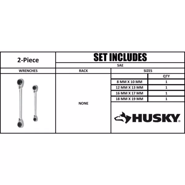 Husky Metric Quad Drive Ratcheting Wrench Set (2-Piece)