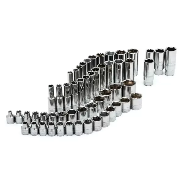 Husky 3/8 in. Drive SAE and Metric Socket and Bit Set with Ratchet and Rails (59-Piece)