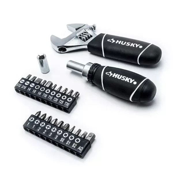 Husky 1/4 in. and 3/8 in. Stubby Ratchet and Socket Set (46-Piece)