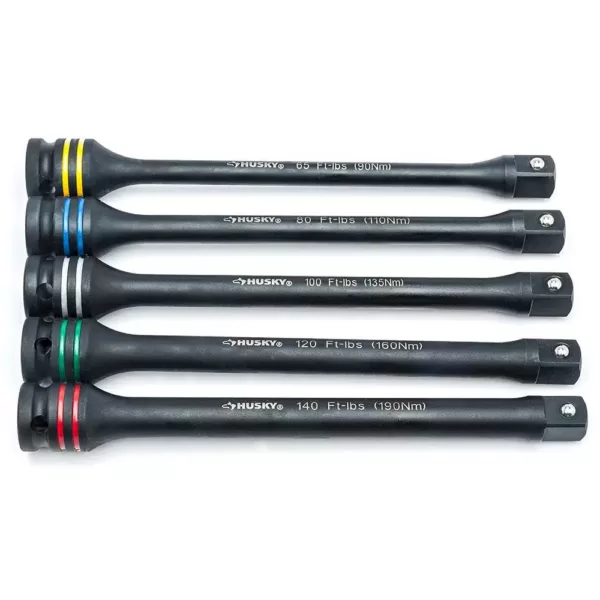 Husky 65-140 ft. lbs. Torque Limiting Impact Extension Bar Set (5-Piece)