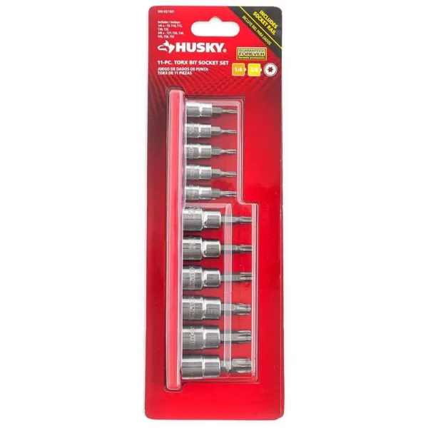 Husky 1/4 and 3/8 in. Drive Torx Bit Socket Set (11-Piece)