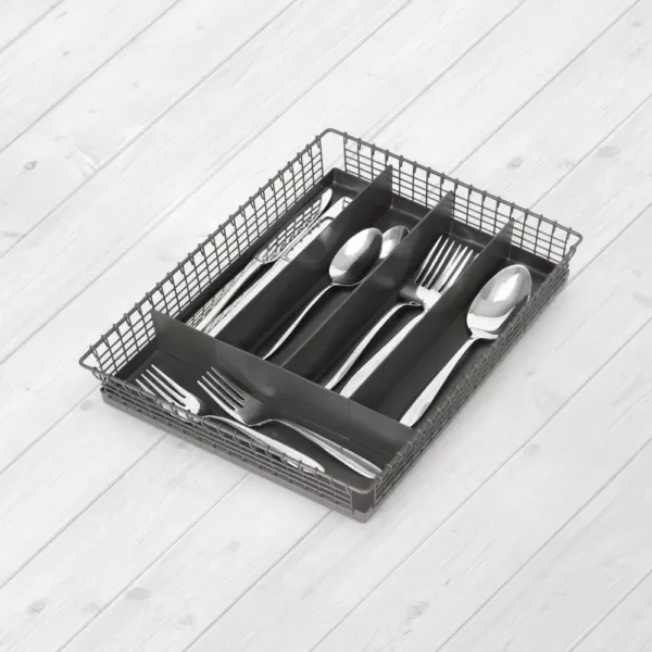 Spectrum 2 in. H x 10 in. L x 13.5 in. W Vintage 5-Divider Industrial Gray Steel Silverware Tray