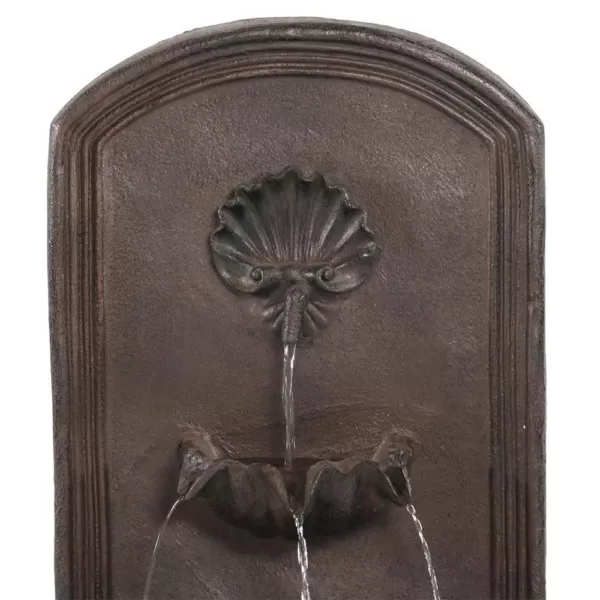 Sunnydaze Decor Seaside Iron Solar Powered Wall Fountain with Battery Backup