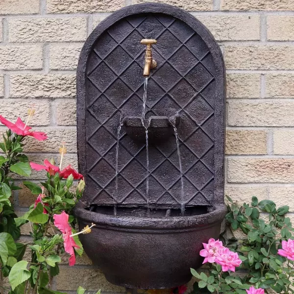 Sunnydaze Decor Messina Resin Iron Finish Solar Outdoor Wall Fountain