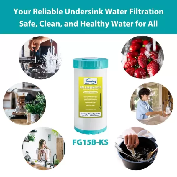 ISPRING 10 in. x 4.5 in. Premium GAC and KDF Carbon Filter Replacement Water Filter Cartridge for Undersink Filter System