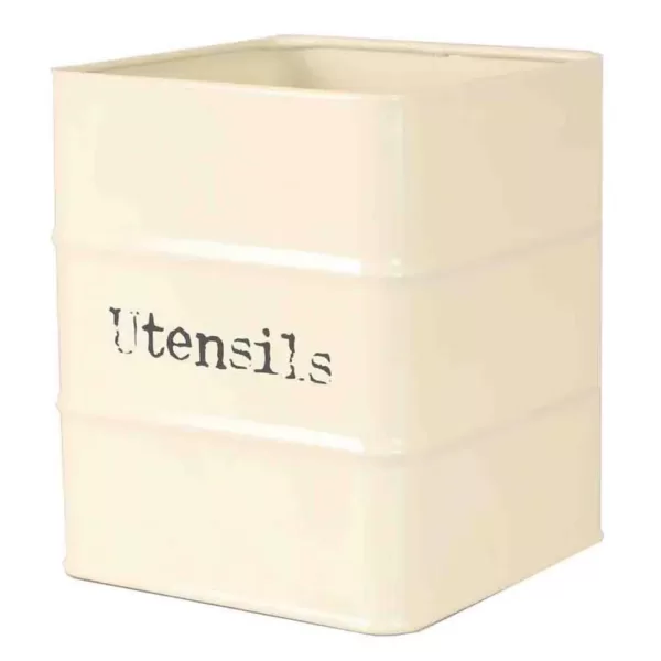 Home Basics Ivory Tin Utensil Holder