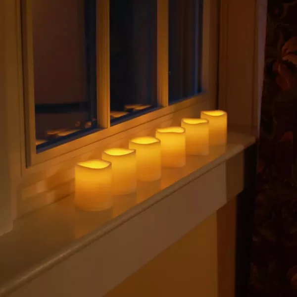 LUMABASE LED Amber Battery Operated Mini Pillar Candles Set of 6