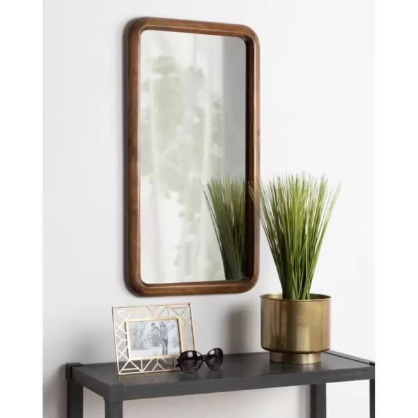 Kate and Laurel Medium Rectangle Walnut Brown Classic Mirror (31.5 in. H x 16.73 in. W)