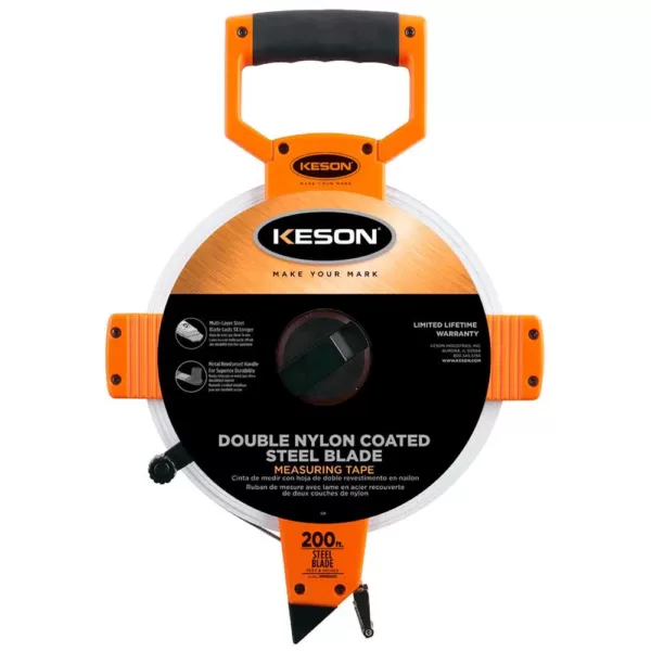 Keson 200 ft. Steel Open Reel Tape Measure, ABS Housing, SAE