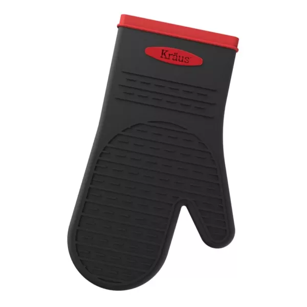 KRAUS Silicone Black Heat-Resistant Non-Slip Oven Mitt