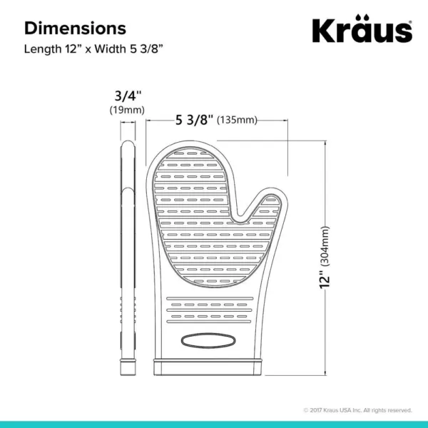 KRAUS Silicone Black Heat-Resistant Non-Slip Oven Mitt