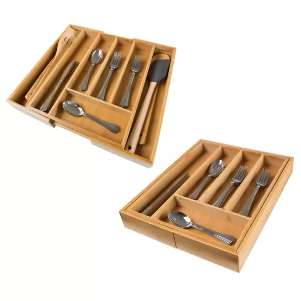 Lavish Home Bamboo Brown Expandable Utensil Drawer Organizer