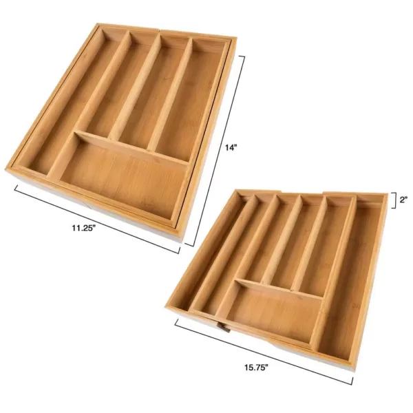 Lavish Home Bamboo Brown Expandable Utensil Drawer Organizer