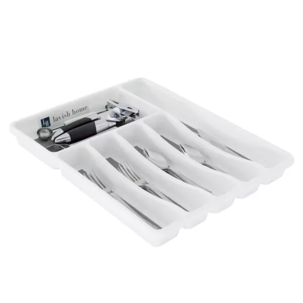 Lavish Home White Durable Plastic Drawer Organizer with 6-Sections