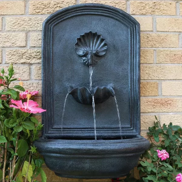 Sunnydaze Decor Seaside Lead Electric Powered Outdoor Wall Fountain