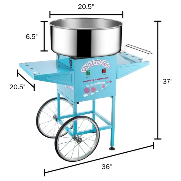 Great Northern Blue Flufftastic Commercial Cotton Candy Machine with Cart