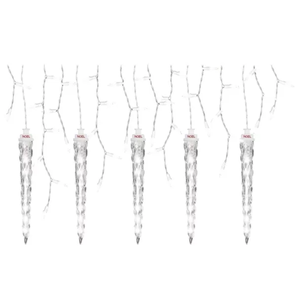 LightShow 75-Light White Shooting Star Icicle LED String Light with Cascading Lights