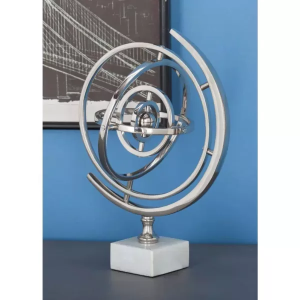 LITTON LANE 13 in. x 7 in. Modern Decorative Aluminium and Ceramic Armillary Sphere Sculpture