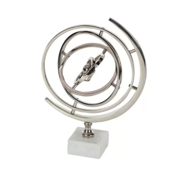 LITTON LANE 13 in. x 7 in. Modern Decorative Aluminium and Ceramic Armillary Sphere Sculpture