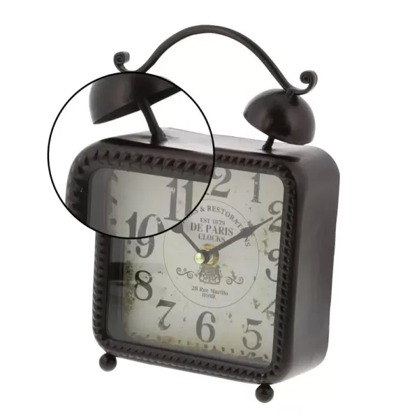 LITTON LANE 9 in. x 6 in. Square Iron Desk Clock (2-Pack)