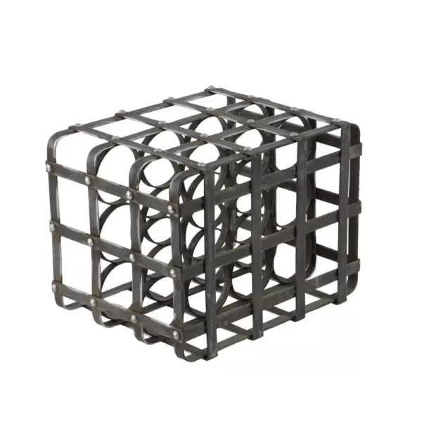 LITTON LANE 12-Bottle Black Iron Cage Wine Rack