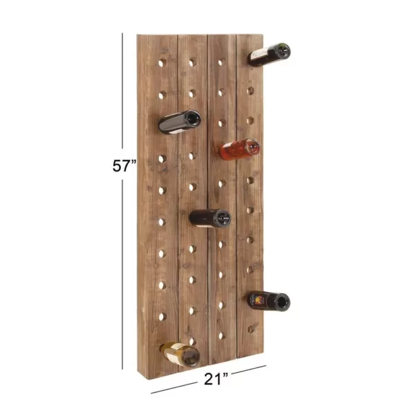 LITTON LANE Pegboard 40-Bottle Wine Rack in Exposed Mahogany Finish