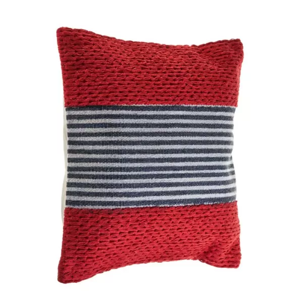 LR Home Bright Red 20 in. x 20 in. Striped Throw Pillow