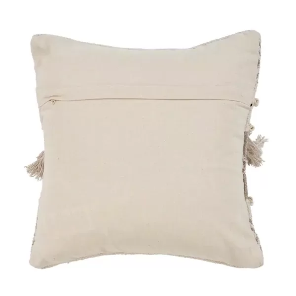 LR Resources Farmhouse Beige and Natural Geometric Hypoallergenic Polyester 20 in. x 20 in. Throw Pillow