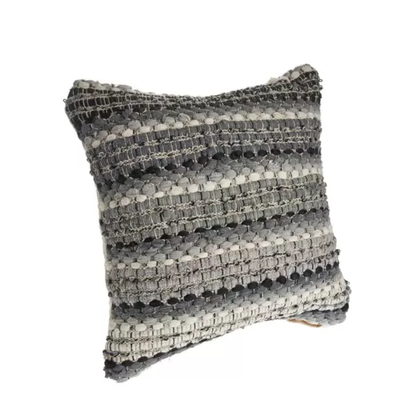 LR Resources Nia Black and Grey Stripes Hypoallergenic Polyester 18 in. x 18 in. Throw Pillow