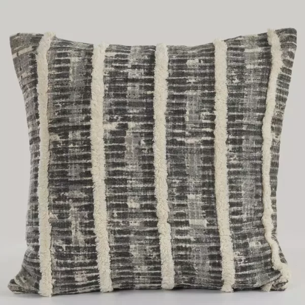 LR Resources Lines and Stripes Black and Gray Striped Hypoallergenic Polyester 18 in. x 18 in. Throw Pillow