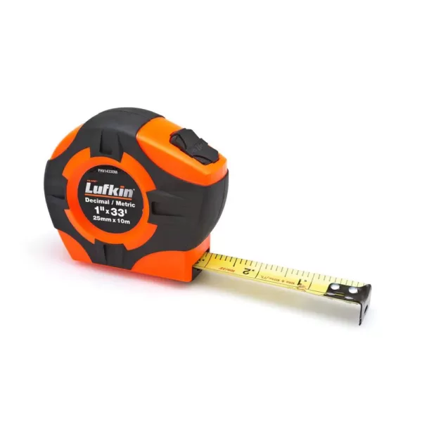 Lufkin P1000 1 in. x 33 ft. Engineer's Hi-Viz Orange Tape Measure