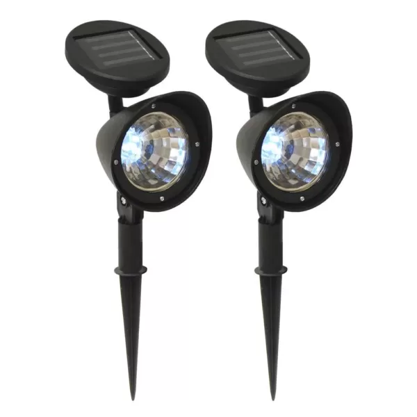 LUMABASE Solar Powered Black Spotlights (Set of 2)