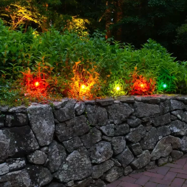 LUMABASE 2.5 in. Round Solar Pathway Color Changing String Lights (8-Light)