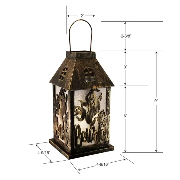 LUMABASE Golden Black Battery Operated Lighted Halloween Lantern