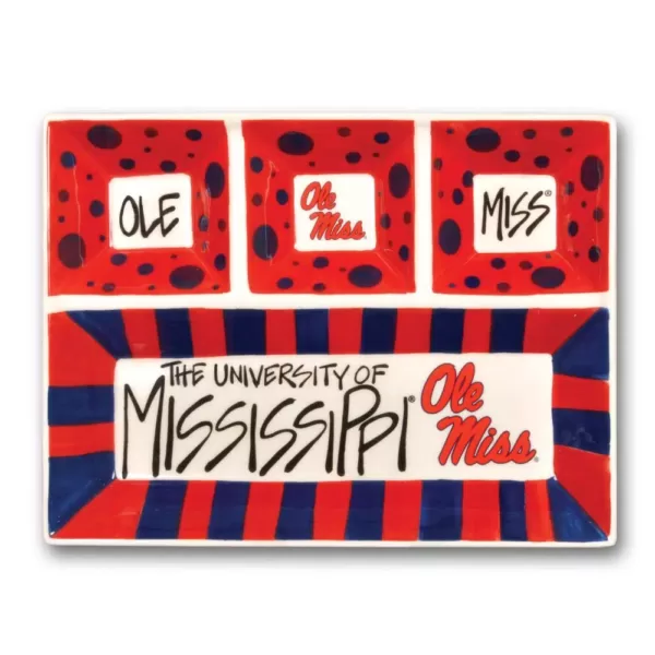 Magnolia Lane Ole Miss Ceramic 4 Section Tailgating Serving Platter