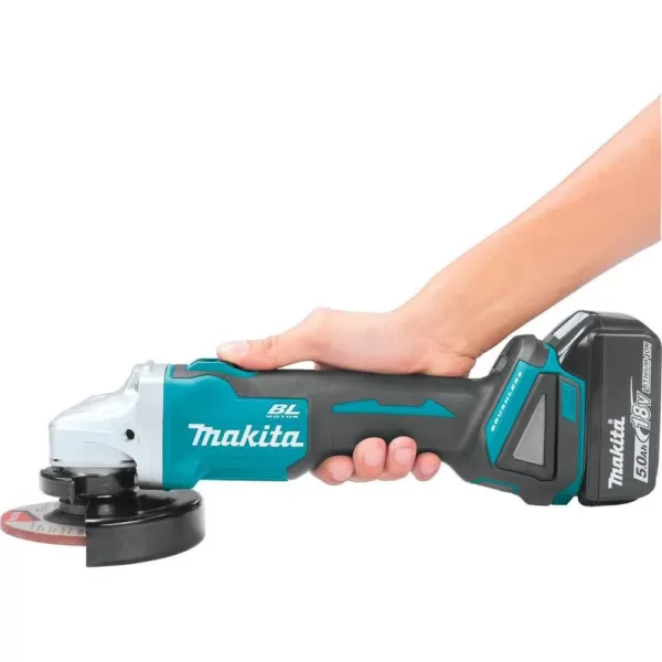 Makita 18-Volt 5.0Ah LXT Lithium-Ion Brushless 4-1/2 / 5 in. Cut-Off/Angle Grinder Kit with bonus 18V LXT Battery Pack 5.0Ah