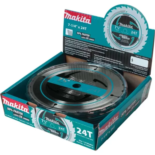 Makita 7-1/4 in. 24-Teeth Carbide-Tipped Framing Blade (10-Pack)