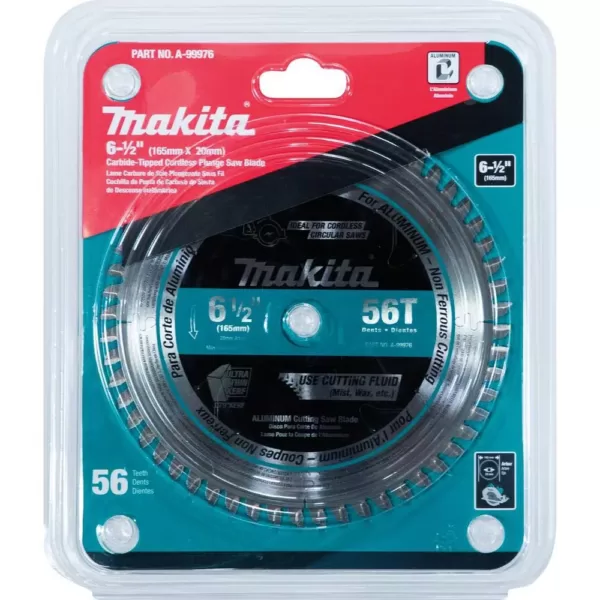 Makita 6-1/2 in. 56T Carbide Tipped Cordless Plunge Saw Blade, Aluminum